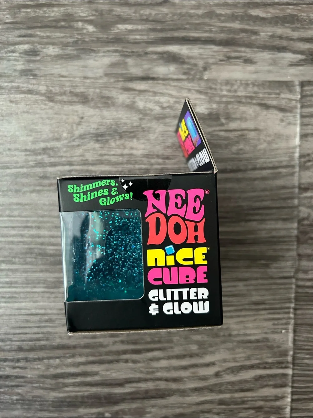 Needoh Nice Cube Glitter & Glow - Black Glitter Square